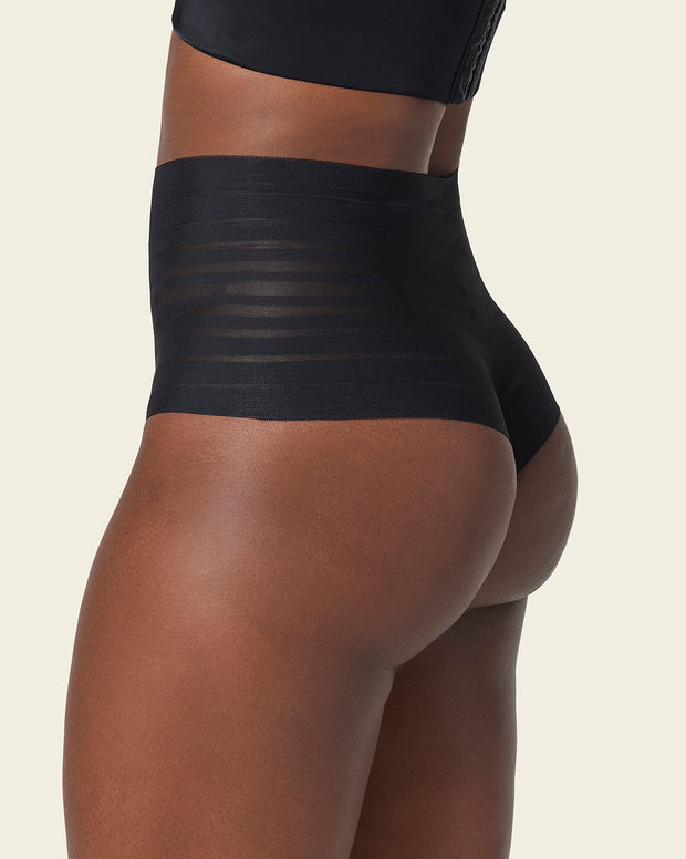 Lace stripe high-waisted cheeky hipster panty