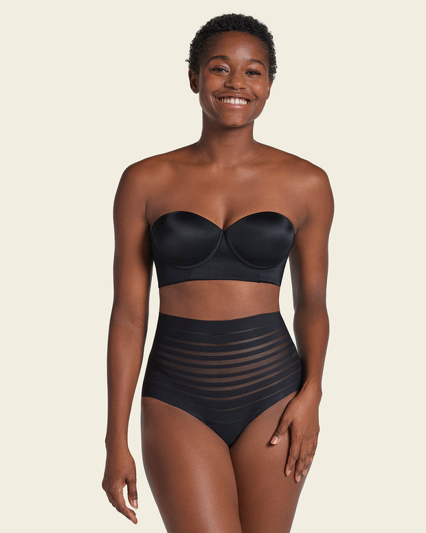 Lace stripe high-waisted cheeky hipster panty