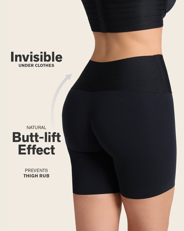 Stay-in-place seamless slip short