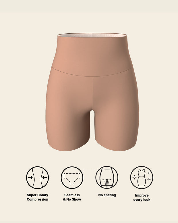Stay-in-place seamless slip short