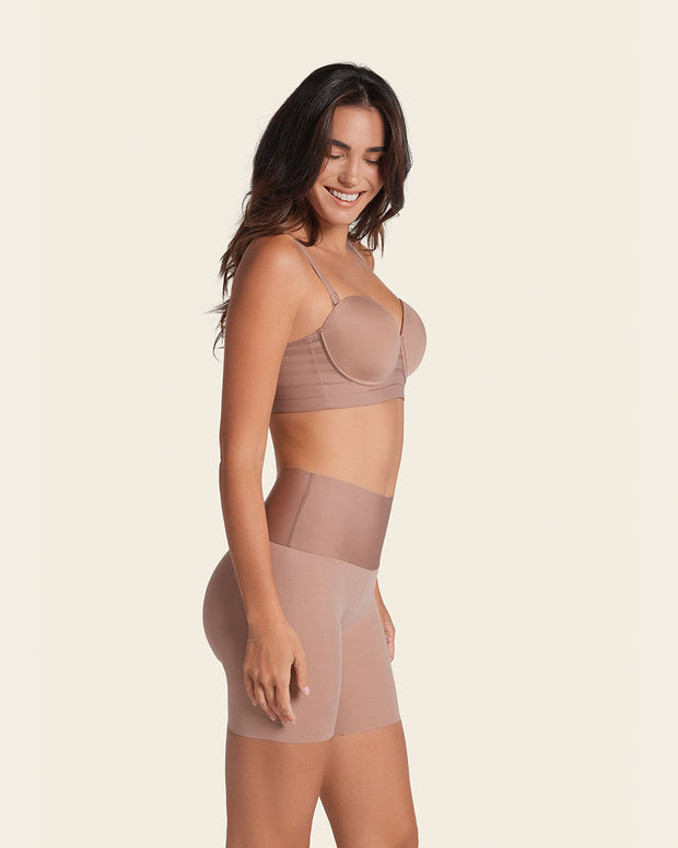 Stay-in-place seamless slip short