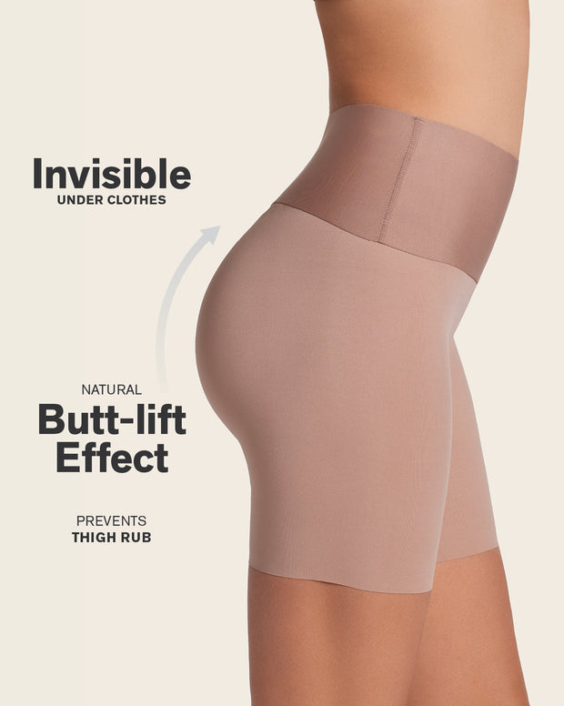 Stay-in-place seamless slip short