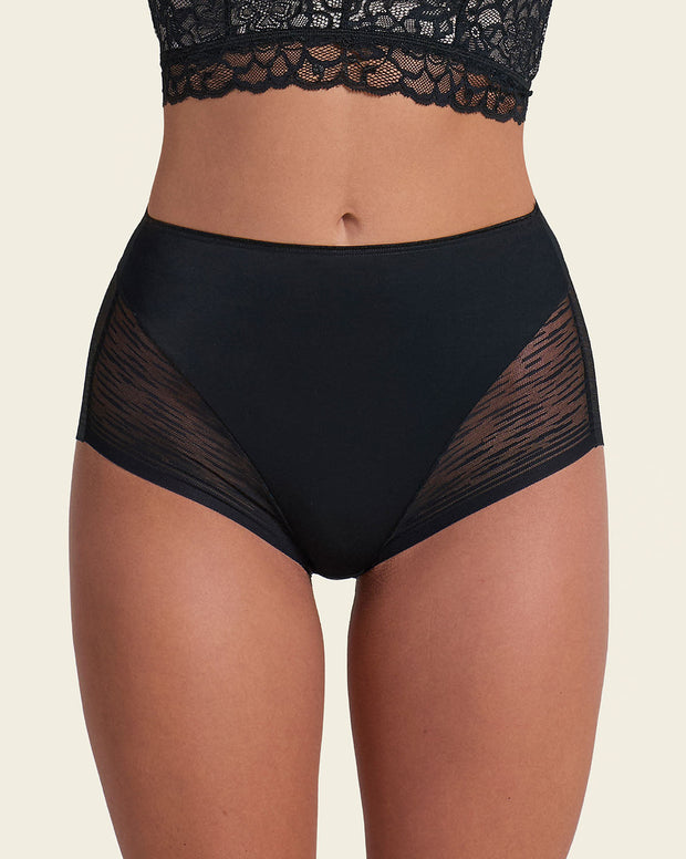High-waisted sheer lace shaper panty