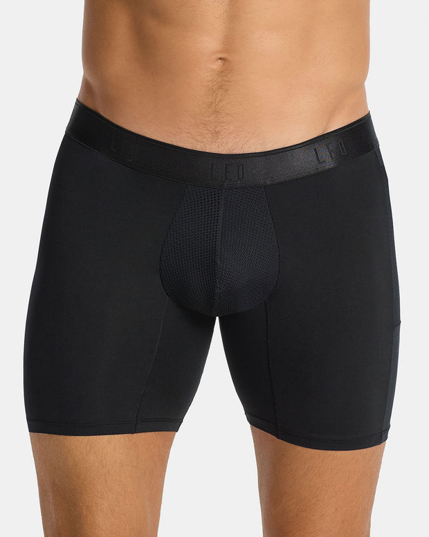 Long athletic boxer brief with side pocket