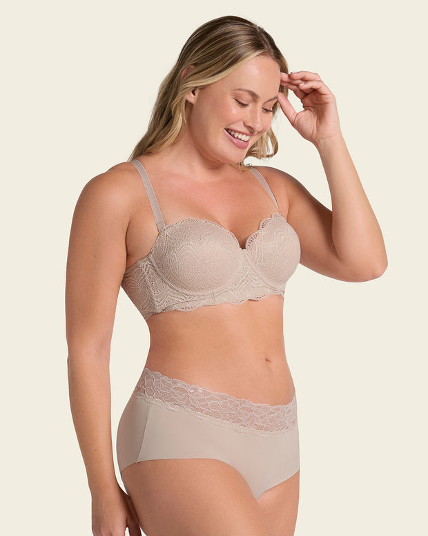 Convertible balconette lace push up bra