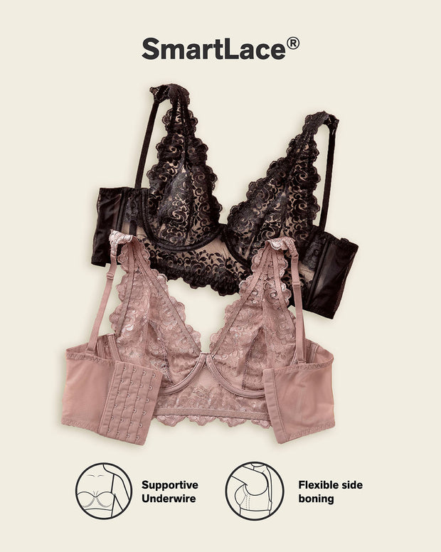 Milan sheer lace bustier bralette with underwire