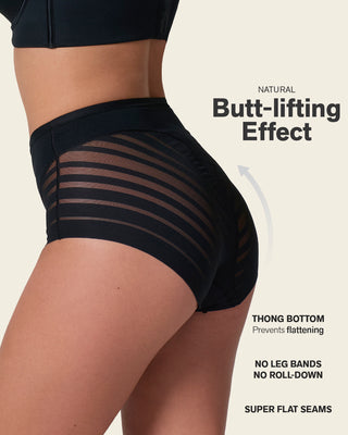 Lace stripe undetectable classic shaper panty#color_700-black