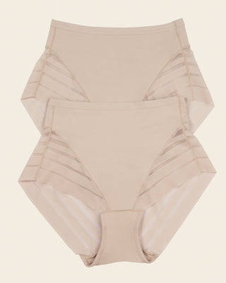Lace stripe undetectable classic shaper panty#color_802-nude