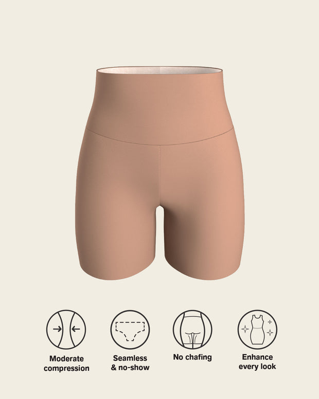 Stay-in-place seamless slip short
