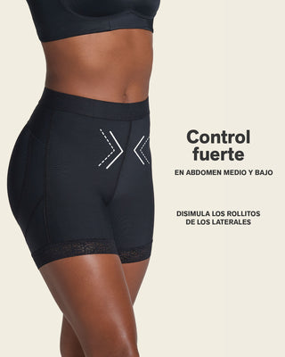Mid-Rise Sculpting Butt Lifter Shaper Short#color_700-black
