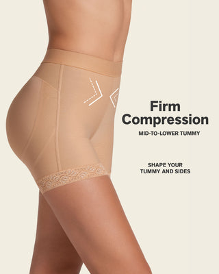 Mid-rise sculpting butt lifter shaper short#color_880-natural-tan