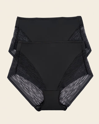High-waisted sheer lace shaper panty#color_700-black