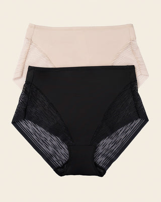 High-waisted sheer lace shaper panty#color_700-black