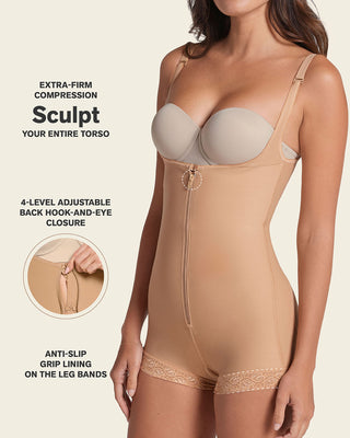 Boyshort bottom body shaper with firm compression#color_880-natural-tan