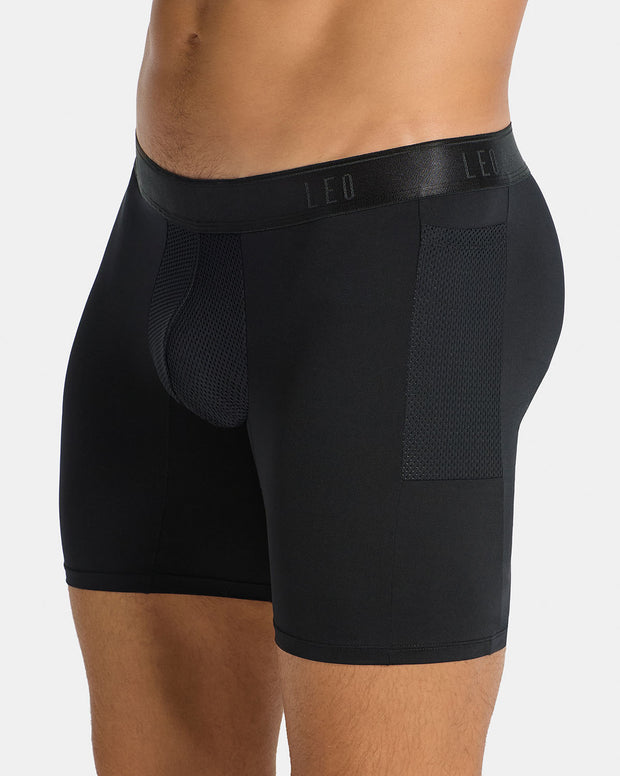 Long athletic boxer brief with side pocket