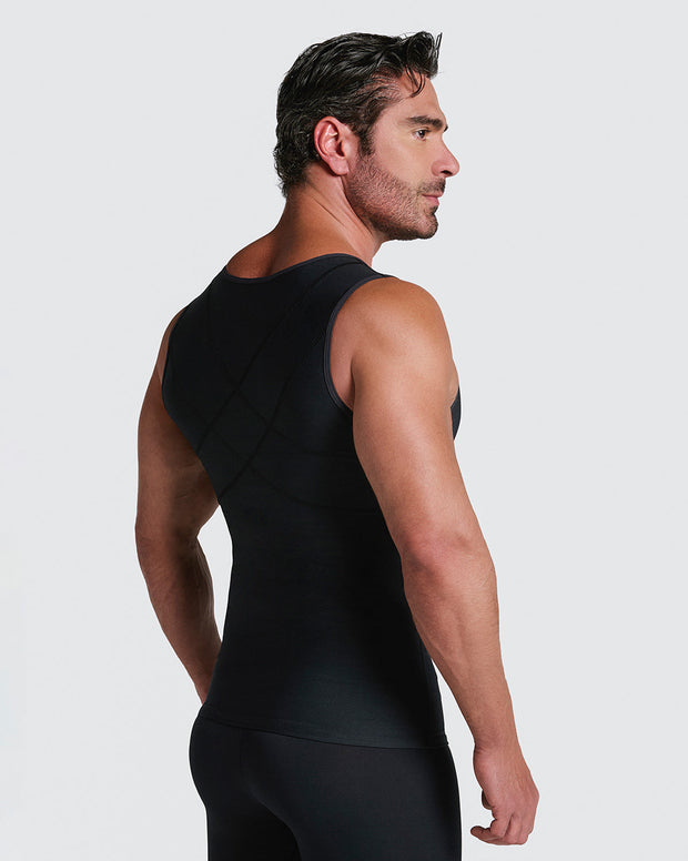 Compression vest with double layer of fabric on abdomen and back
