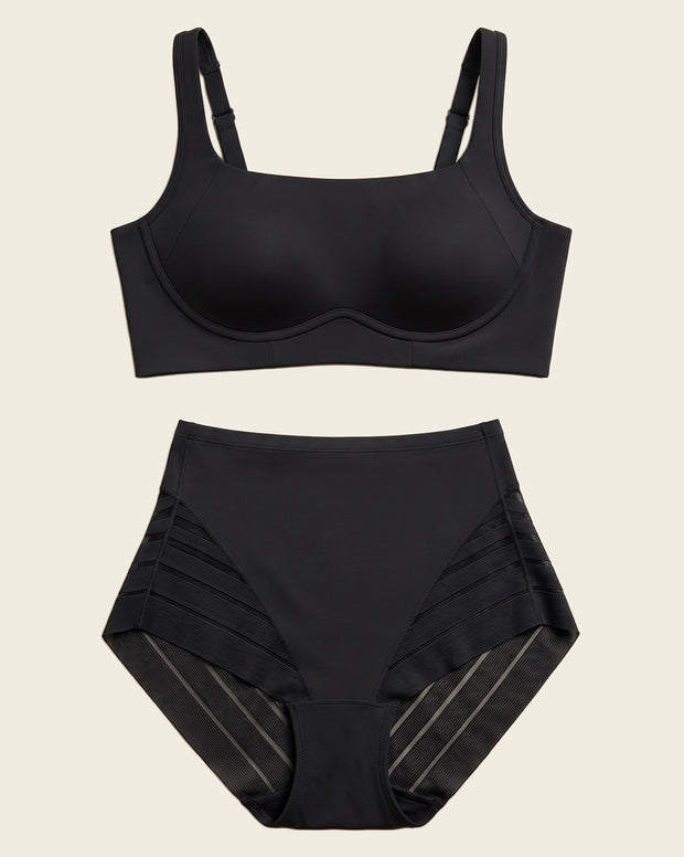 Everyday Bra + Stripe Undetectable Shaper Panty in Black