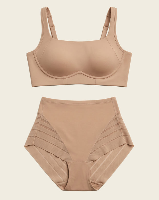 Everyday Bra + Stripe Undetectable Shaper Panty in Golden Beige