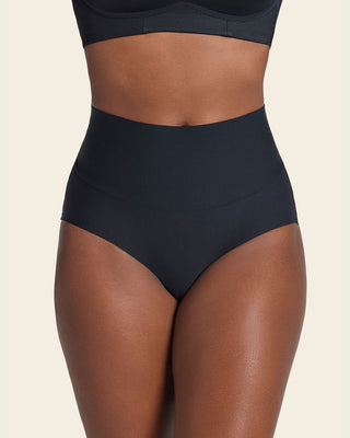 High-Tech High-Waisted Classic Sculpting Panty#color_s01-black-golden-beige