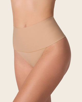 High-Tech High-Waisted Sculpting Thong#color_s01-black-golden-beige