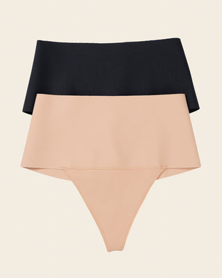 High-Tech High-Waisted Sculpting Thong#color_s01-black-golden-beige