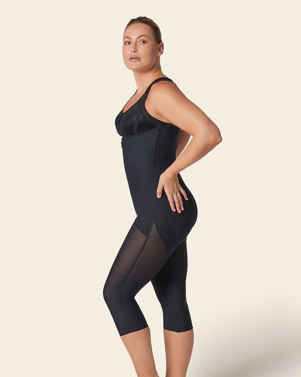 Stage 1 post-surgical calf-length girdle with front hook-and-zip closure