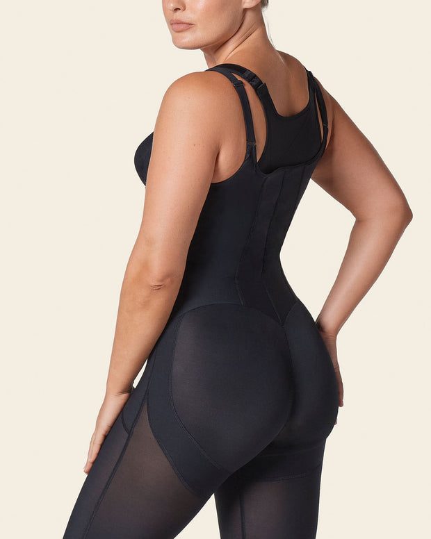 Stage 1 post-surgical calf-length girdle with front hook-and-zip closure