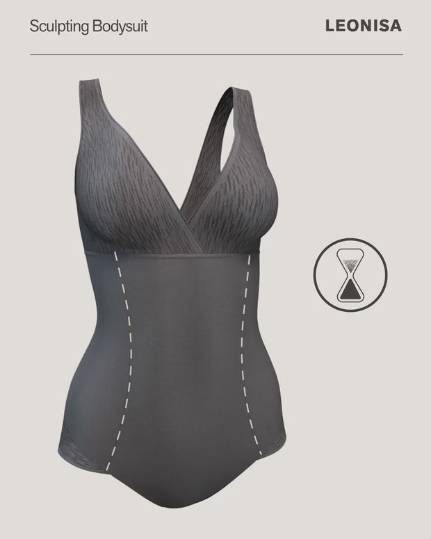Sheer stripe detail sculpting bodysuit